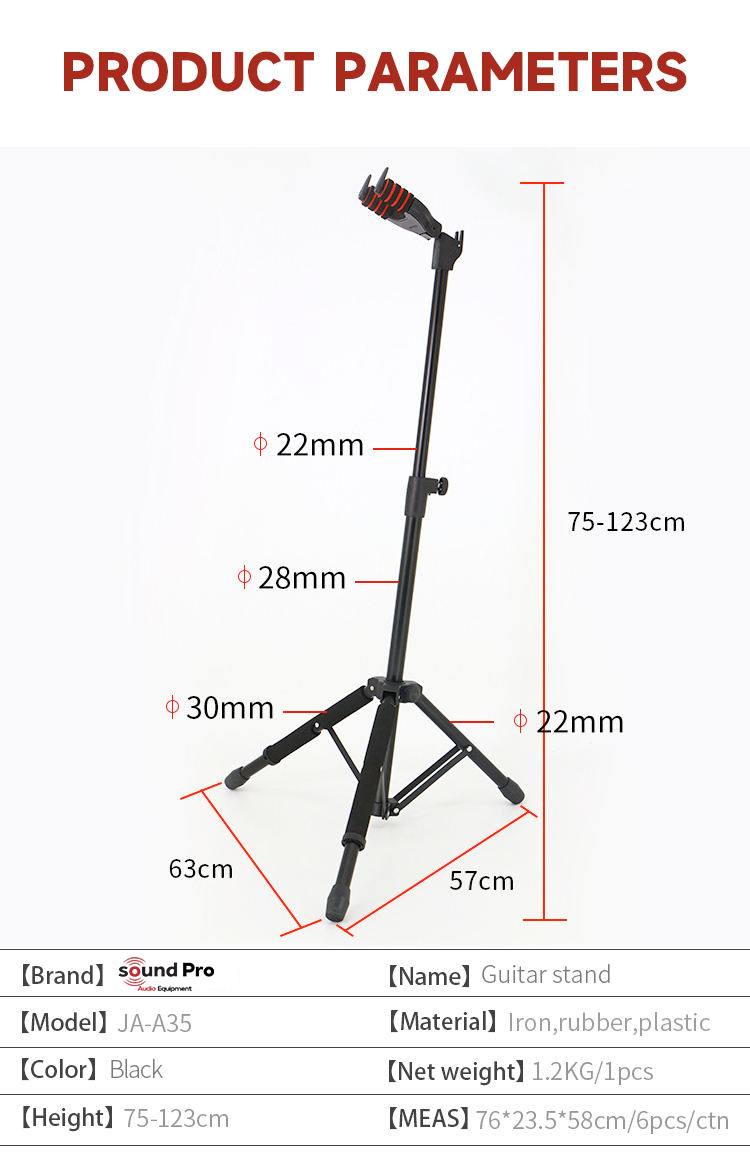 Sound Pro Heavy-Duty Foldable Guitar Stand (JA-A35).